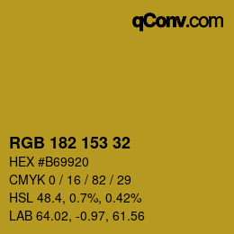 Color code: RGB 182 153 32 | qconv.com