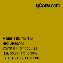 カラーコード: RGB 182 154 0 | qconv.com