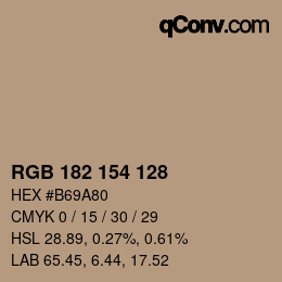 カラーコード: RGB 182 154 128 | qconv.com