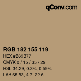 颜色代码: RGB 182 155 119 | qconv.com