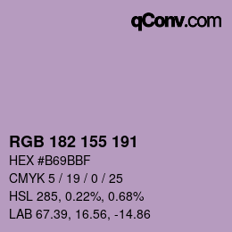 Color code: RGB 182 155 191 | qconv.com