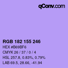 Color code: RGB 182 155 246 | qconv.com