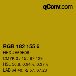 カラーコード: RGB 182 155 6 | qconv.com