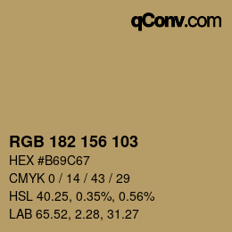 カラーコード: RGB 182 156 103 | qconv.com