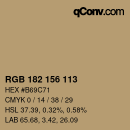 Color code: RGB 182 156 113 | qconv.com