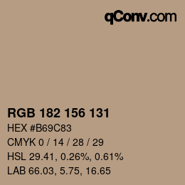 颜色代码: RGB 182 156 131 | qconv.com