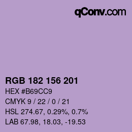 Farbcode: RGB 182 156 201 | qconv.com