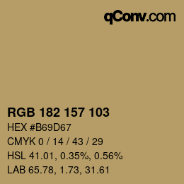 Color code: RGB 182 157 103 | qconv.com