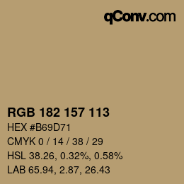Color code: RGB 182 157 113 | qconv.com