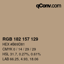 颜色代码: RGB 182 157 129 | qconv.com