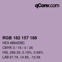 Color code: RGB 182 157 188 | qconv.com