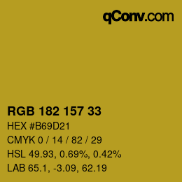 Color code: RGB 182 157 33 | qconv.com
