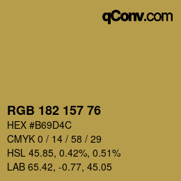 Color code: RGB 182 157 76 | qconv.com