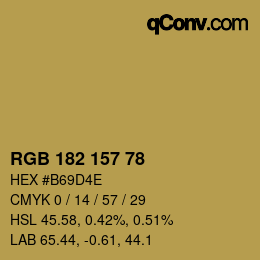 Color code: RGB 182 157 78 | qconv.com