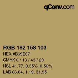 颜色代码: RGB 182 158 103 | qconv.com