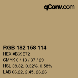 Color code: RGB 182 158 114 | qconv.com