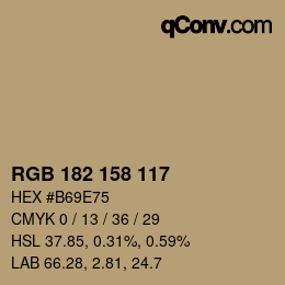 Color code: RGB 182 158 117 | qconv.com