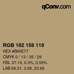 Color code: RGB 182 158 119 | qconv.com