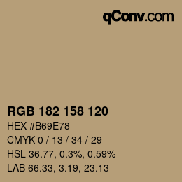 颜色代码: RGB 182 158 120 | qconv.com