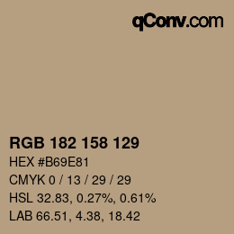 颜色代码: RGB 182 158 129 | qconv.com
