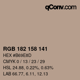 Color code: RGB 182 158 141 | qconv.com