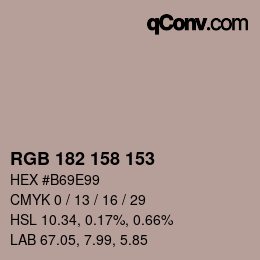 カラーコード: RGB 182 158 153 | qconv.com