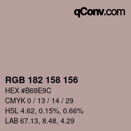 颜色代码: RGB 182 158 156 | qconv.com
