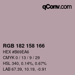 カラーコード: RGB 182 158 166 | qconv.com