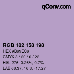 Color code: RGB 182 158 198 | qconv.com