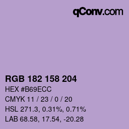 颜色代码: RGB 182 158 204 | qconv.com