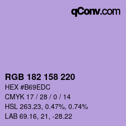 Color code: RGB 182 158 220 | qconv.com