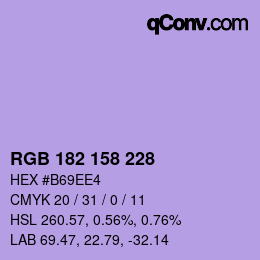 Color code: RGB 182 158 228 | qconv.com