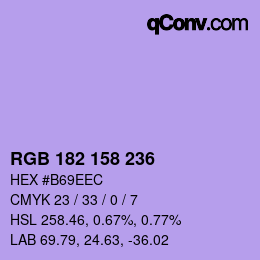 カラーコード: RGB 182 158 236 | qconv.com