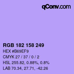 Color code: RGB 182 158 249 | qconv.com