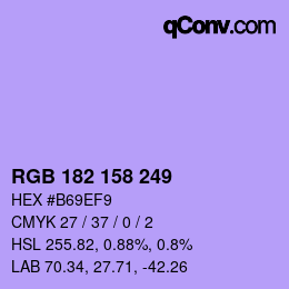 Color code: RGB 182 158 249 | qconv.com