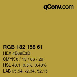 颜色代码: RGB 182 158 61 | qconv.com