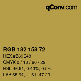 カラーコード: RGB 182 158 72 | qconv.com