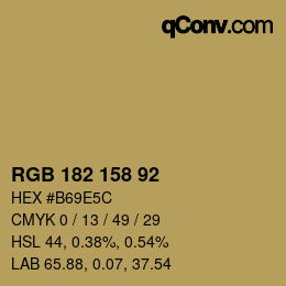 カラーコード: RGB 182 158 92 | qconv.com