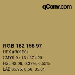 カラーコード: RGB 182 158 97 | qconv.com