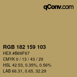 カラーコード: RGB 182 159 103 | qconv.com