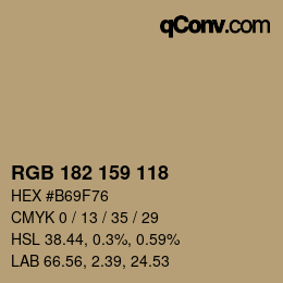カラーコード: RGB 182 159 118 | qconv.com