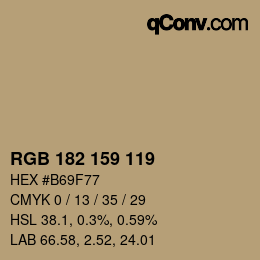 颜色代码: RGB 182 159 119 | qconv.com
