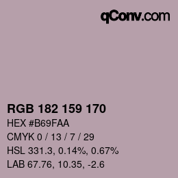 カラーコード: RGB 182 159 170 | qconv.com