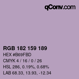 カラーコード: RGB 182 159 189 | qconv.com