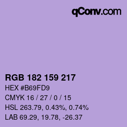 Color code: RGB 182 159 217 | qconv.com