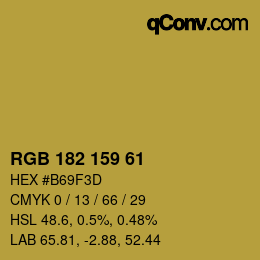 Color code: RGB 182 159 61 | qconv.com