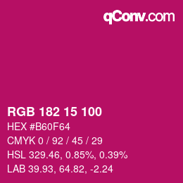 Color code: RGB 182 15 100 | qconv.com