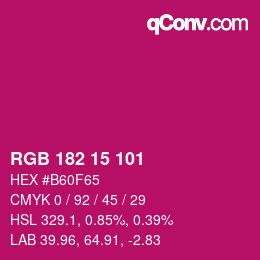Color code: RGB 182 15 101 | qconv.com
