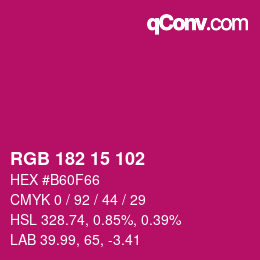 Color code: RGB 182 15 102 | qconv.com