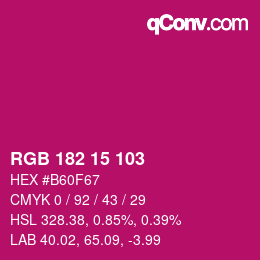 Color code: RGB 182 15 103 | qconv.com